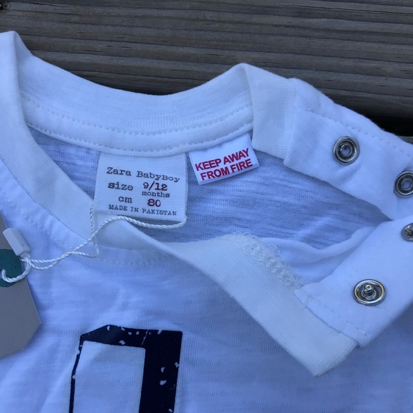 Zara Baby Boy Tee Shirt Top White 100% Cotton Top - Picture 4 of 7